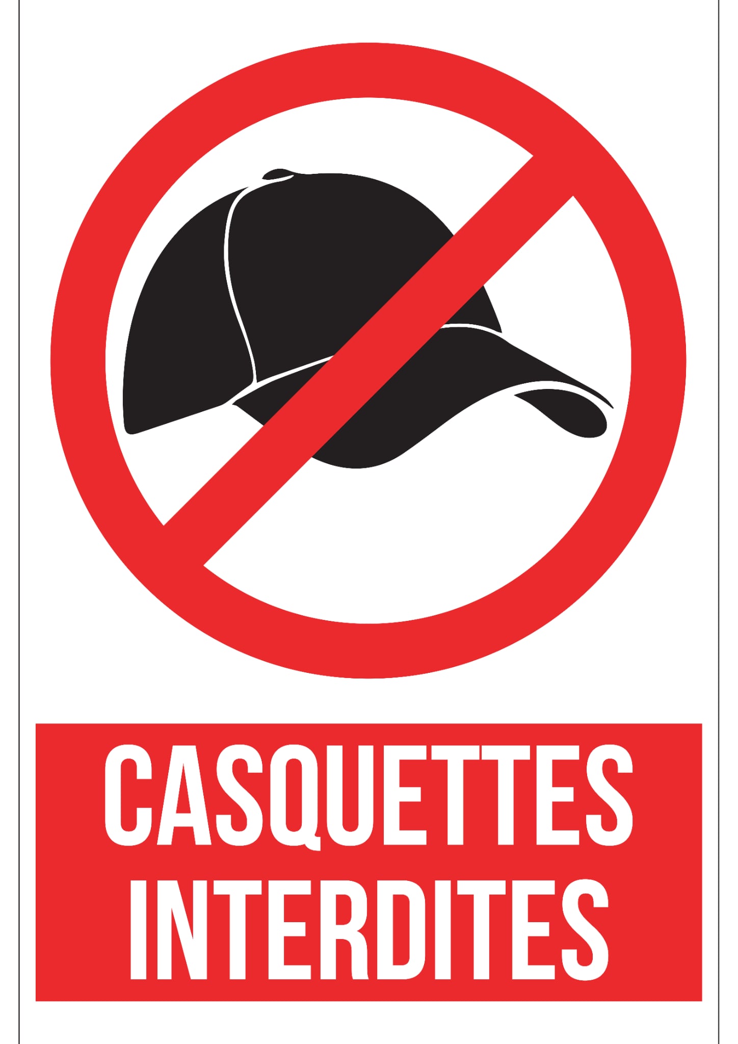 Produit personnalisé Panneau Casquettes interdites A4