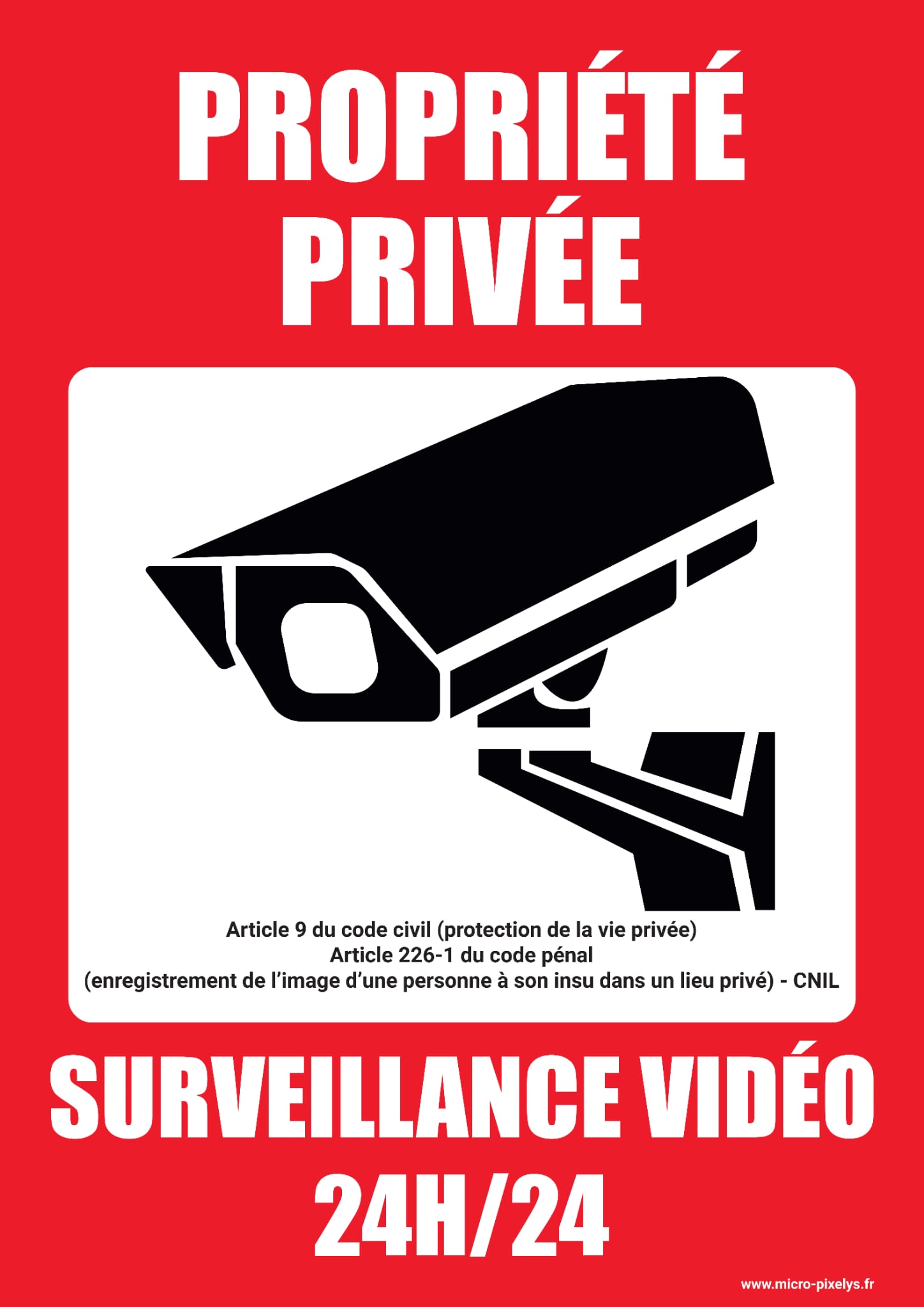 Produit personnalisé Propriété privée – Surveillance vidéo 24h/24 A4