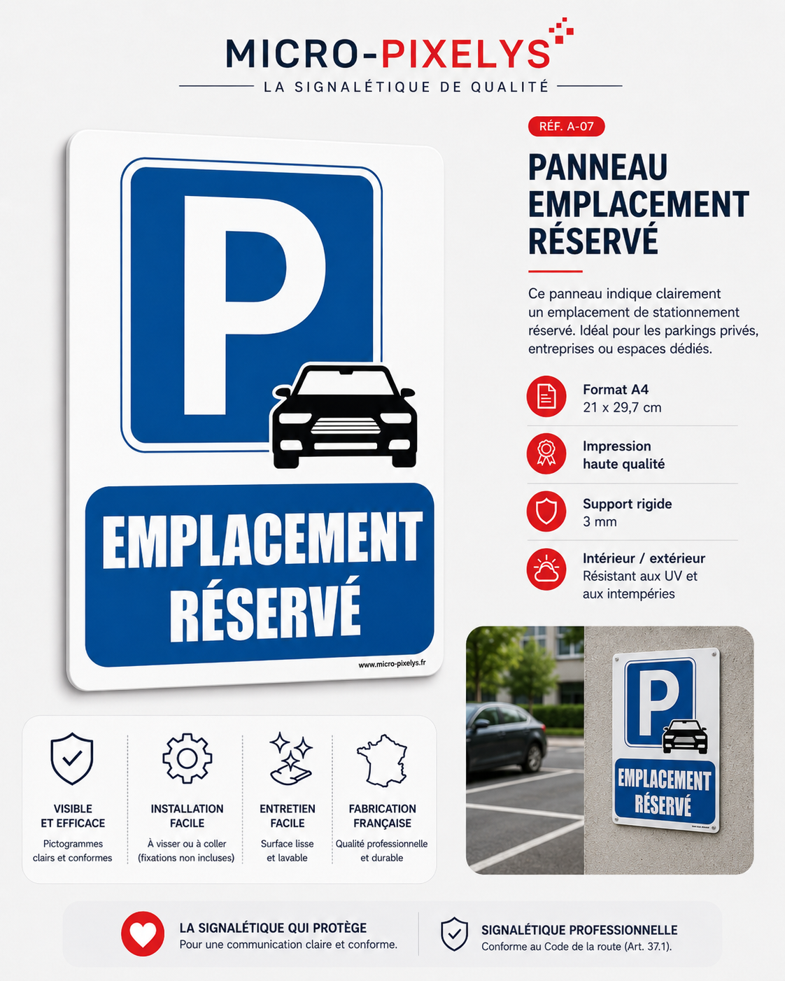 Aperçu Panneau Emplacement réservé – Parking A4