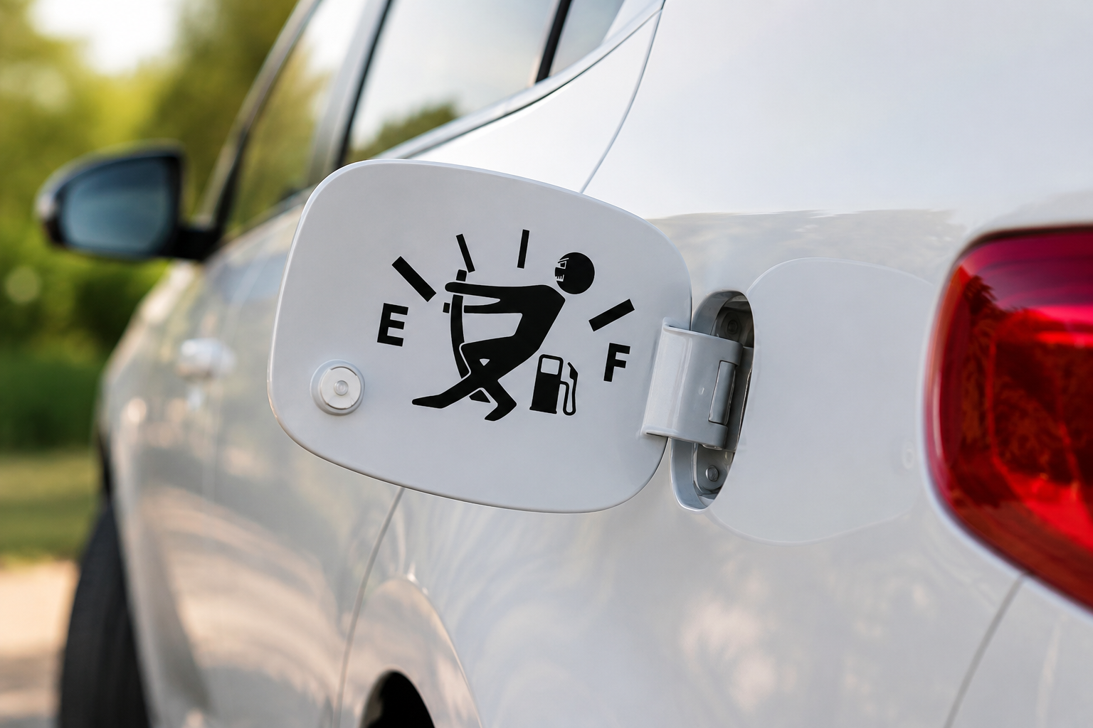 Aperçu Sticker trappe à carburant humoristique – Jauge Essence E/F