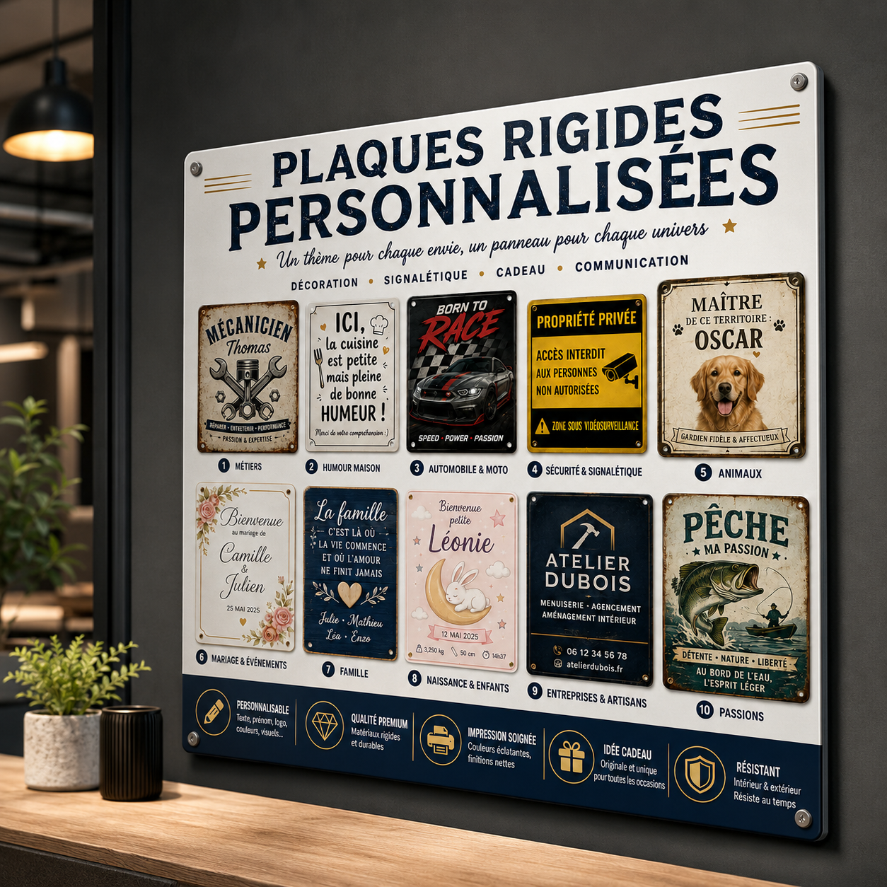 Aperçu Plaque rigide personnalisée – Choisissez votre thème