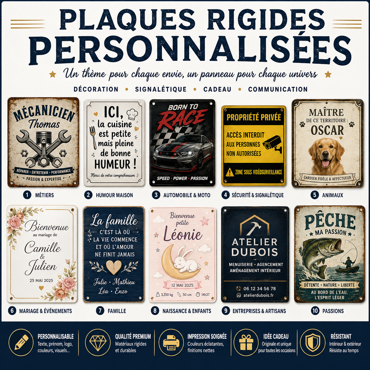 Produit personnalisé Plaque rigide personnalisée – Choisissez votre thème