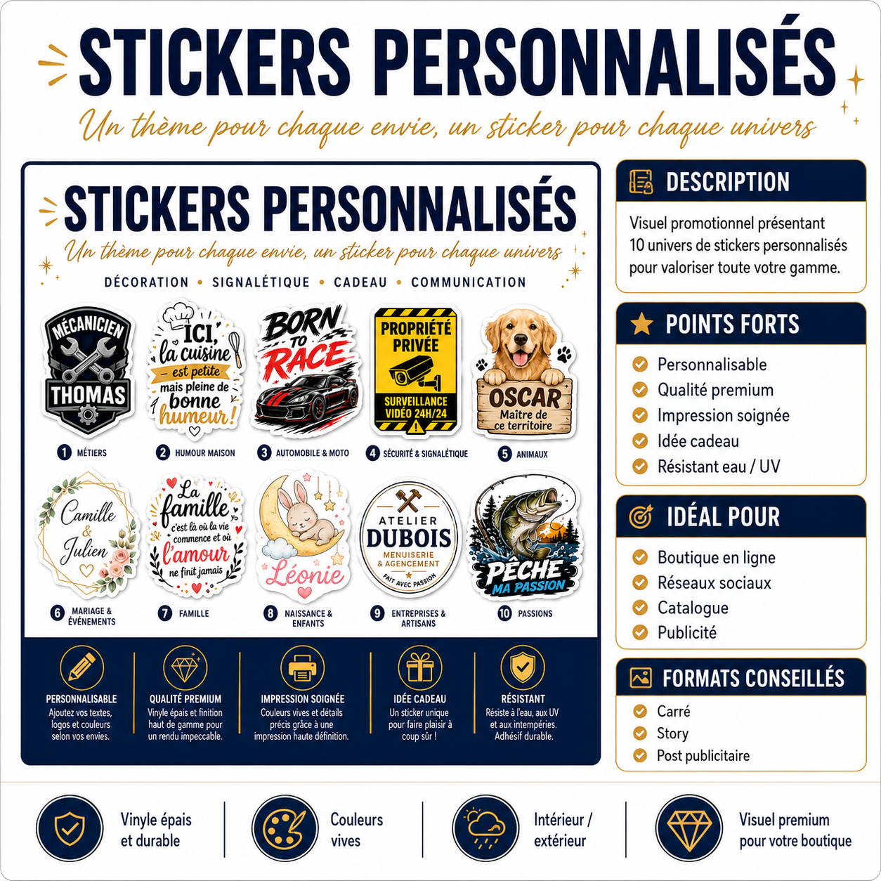 Aperçu Stickers personnalisés – Choisissez votre thème