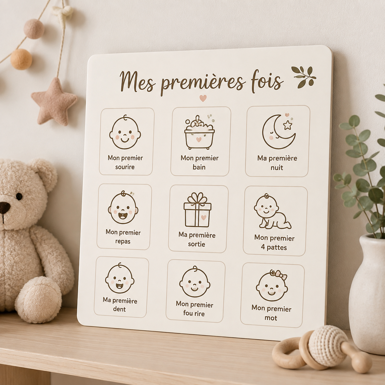 Aperçu Plaque bébé « Mes premières fois » – Souvenirs des grandes étapes