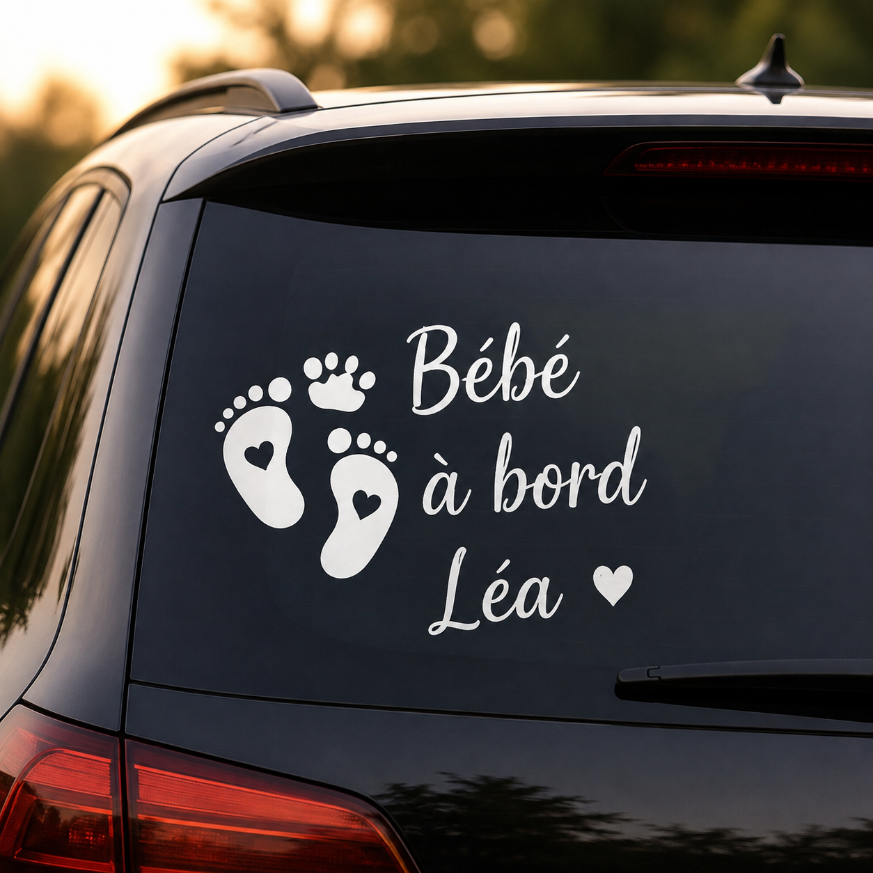 Aperçu Sticker voiture personnalisé « Bébé à bord » avec prénom
