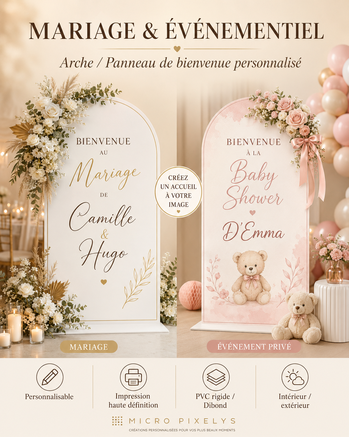 Produit personnalisé Arche / Panneau de bienvenue personnalisé – Mariage & Événementiel