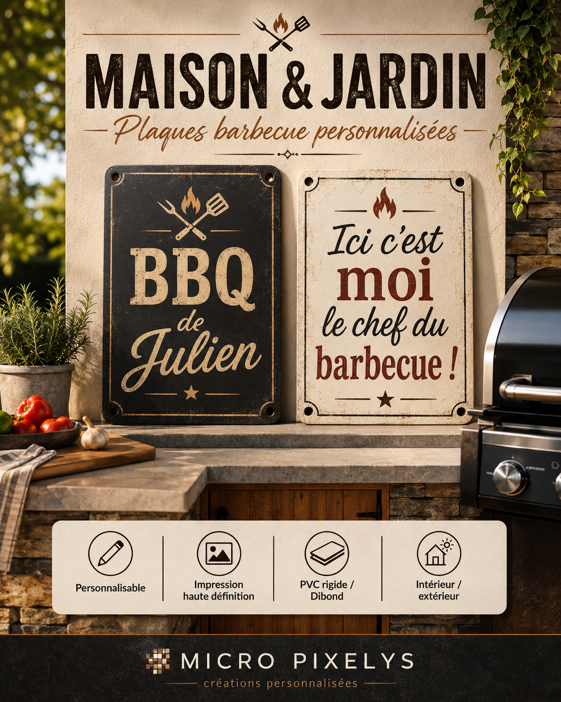 Produit personnalisé Plaque barbecue personnalisée – Maison & Jardin