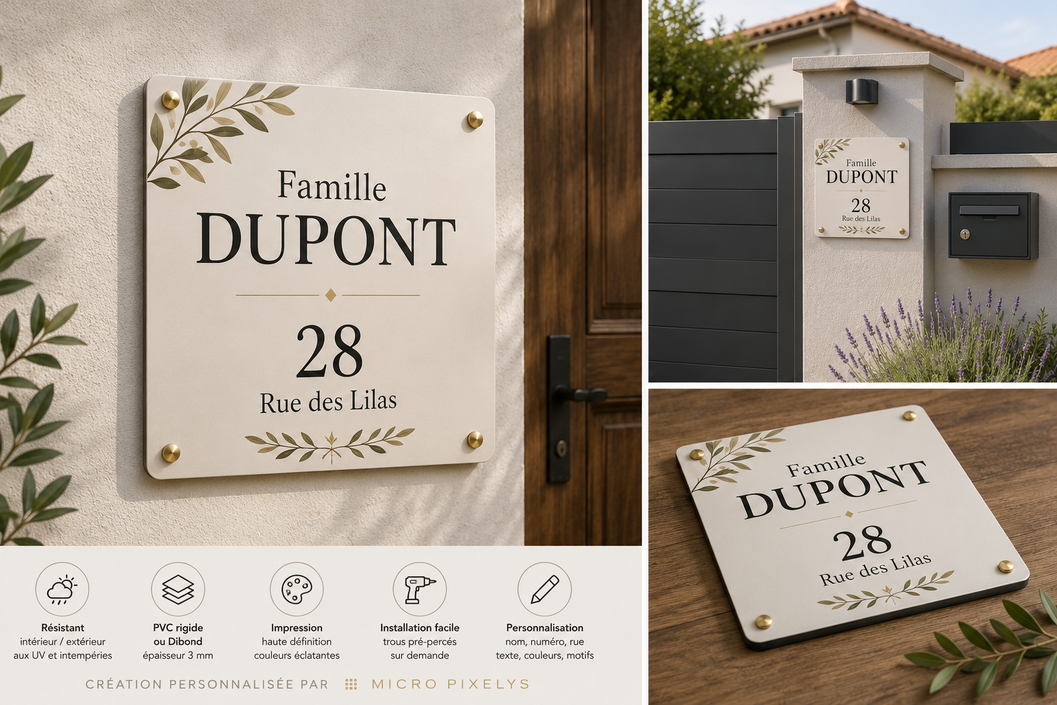 Produit personnalisé Plaque de maison personnalisée – Nom de famille & numéro