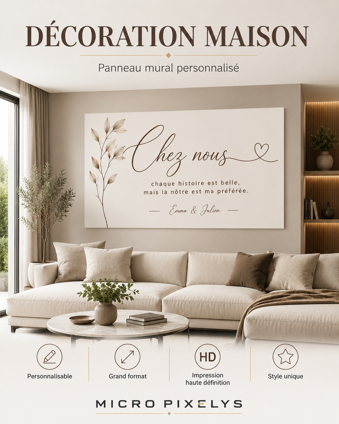Aperçu Panneau mural décoratif personnalisé – Maison & Intérieur