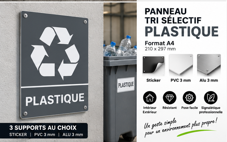 Aperçu Panneau tri sélectif Plastique A4 – Sticker, PVC 3 mm ou Alu 3 mm - copie - copie