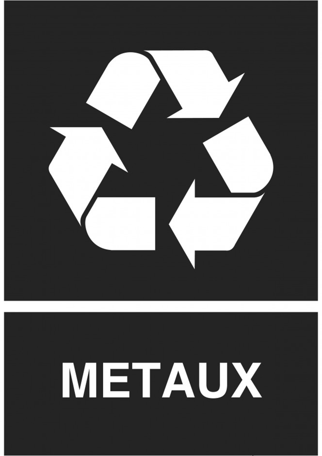 Produit personnalisé Panneau tri sélectif Metaux A4 – Sticker, PVC 3 mm ou Alu 3 mm - copie - copie - copie