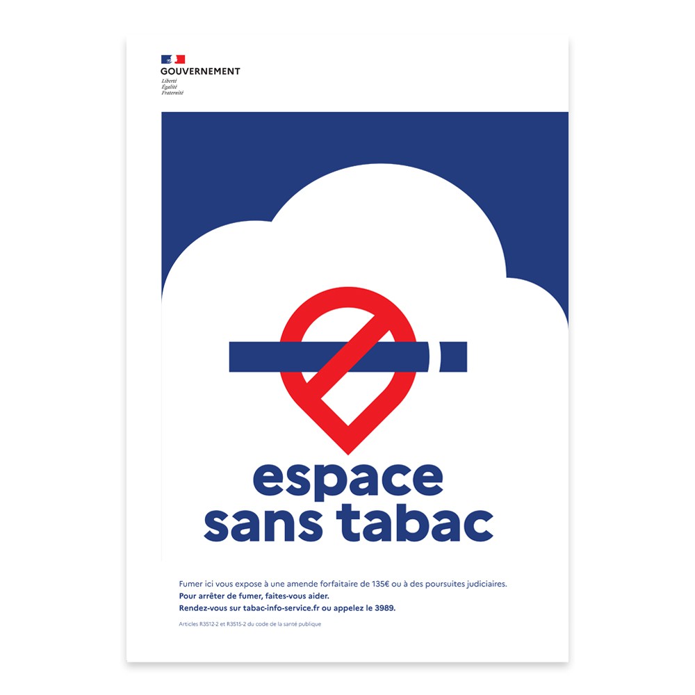 Produit personnalisé Panneau Espace Sans Tabac A4 – Sticker, PVC 3 mm ou Alu 3 mm