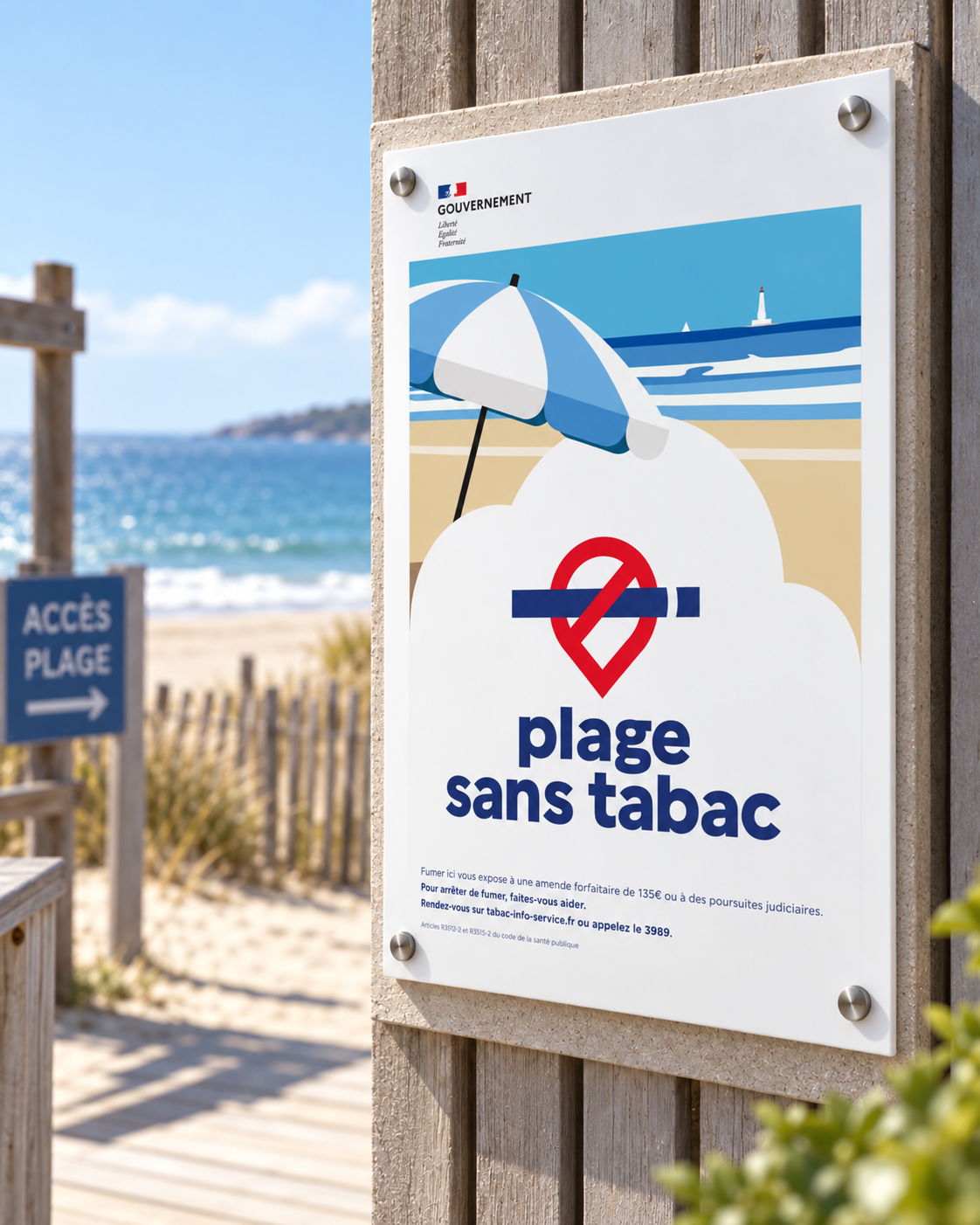 Aperçu Panneau Emplacement Plage sans Tabac A4 – Sticker, PVC 3 mm ou Alu 3 mm - copie - copie - copie