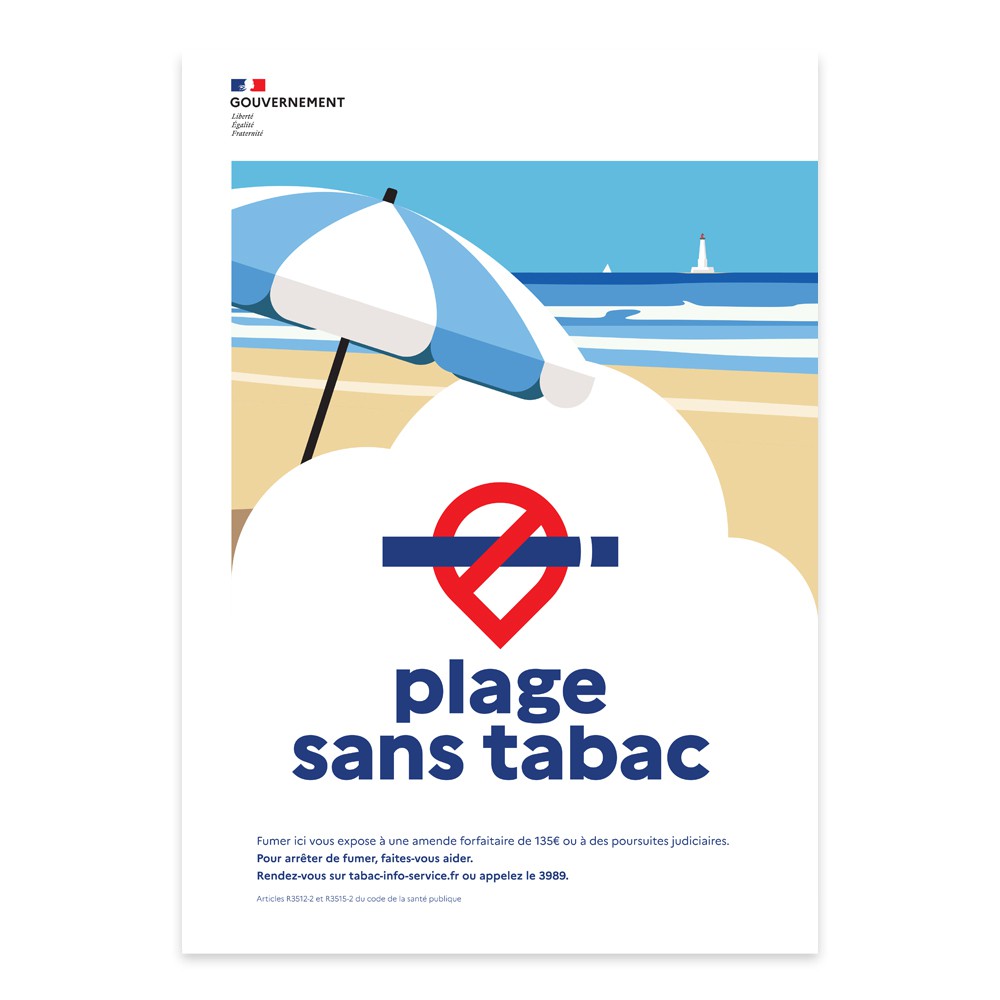 Produit personnalisé Panneau Emplacement Plage sans Tabac A4 – Sticker, PVC 3 mm ou Alu 3 mm - copie - copie - copie
