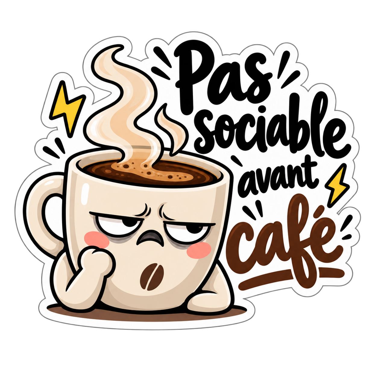 Produit personnalisé Sticker humoristique – Collection Française - café