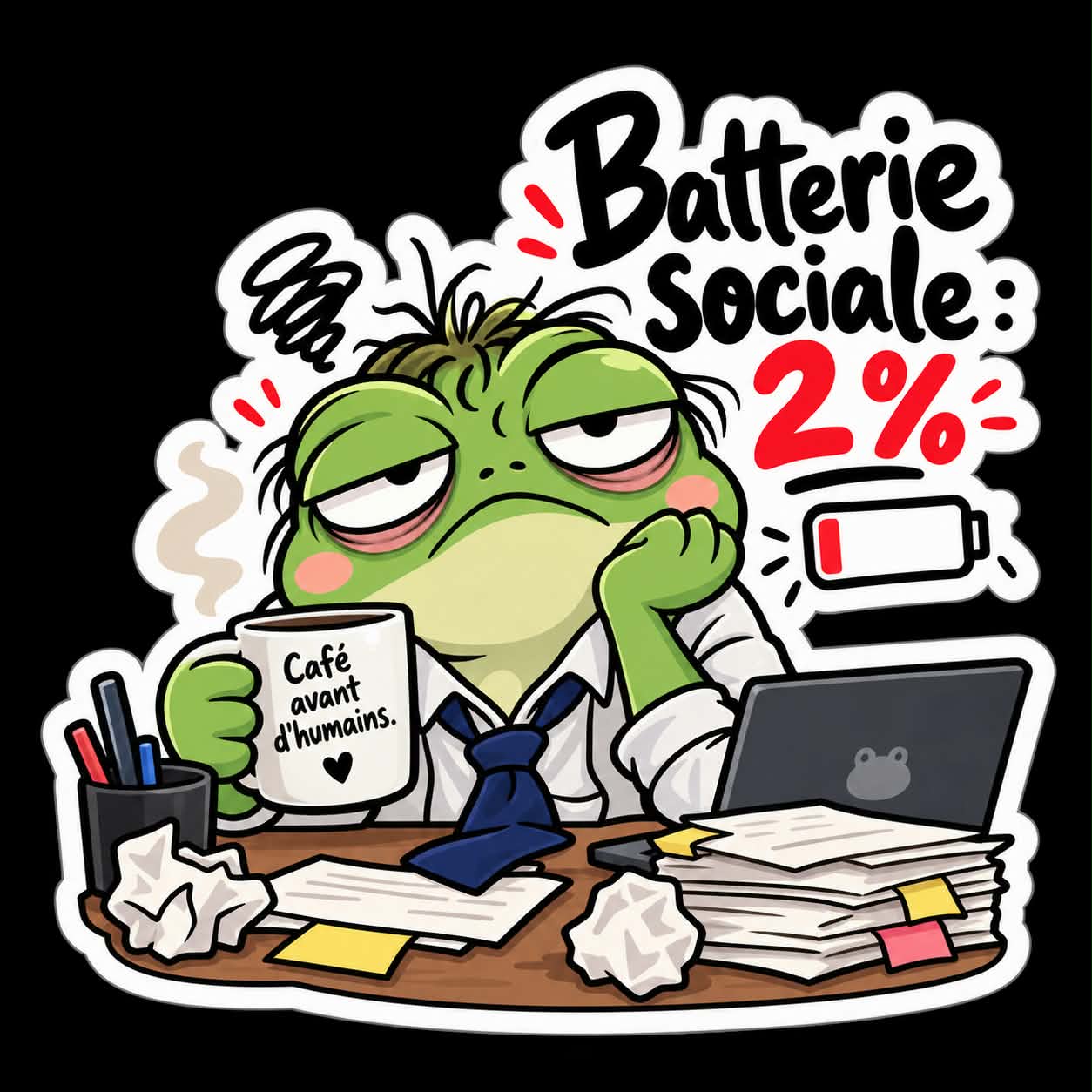 Produit personnalisé Sticker humoristique – Collection Française - Batterie