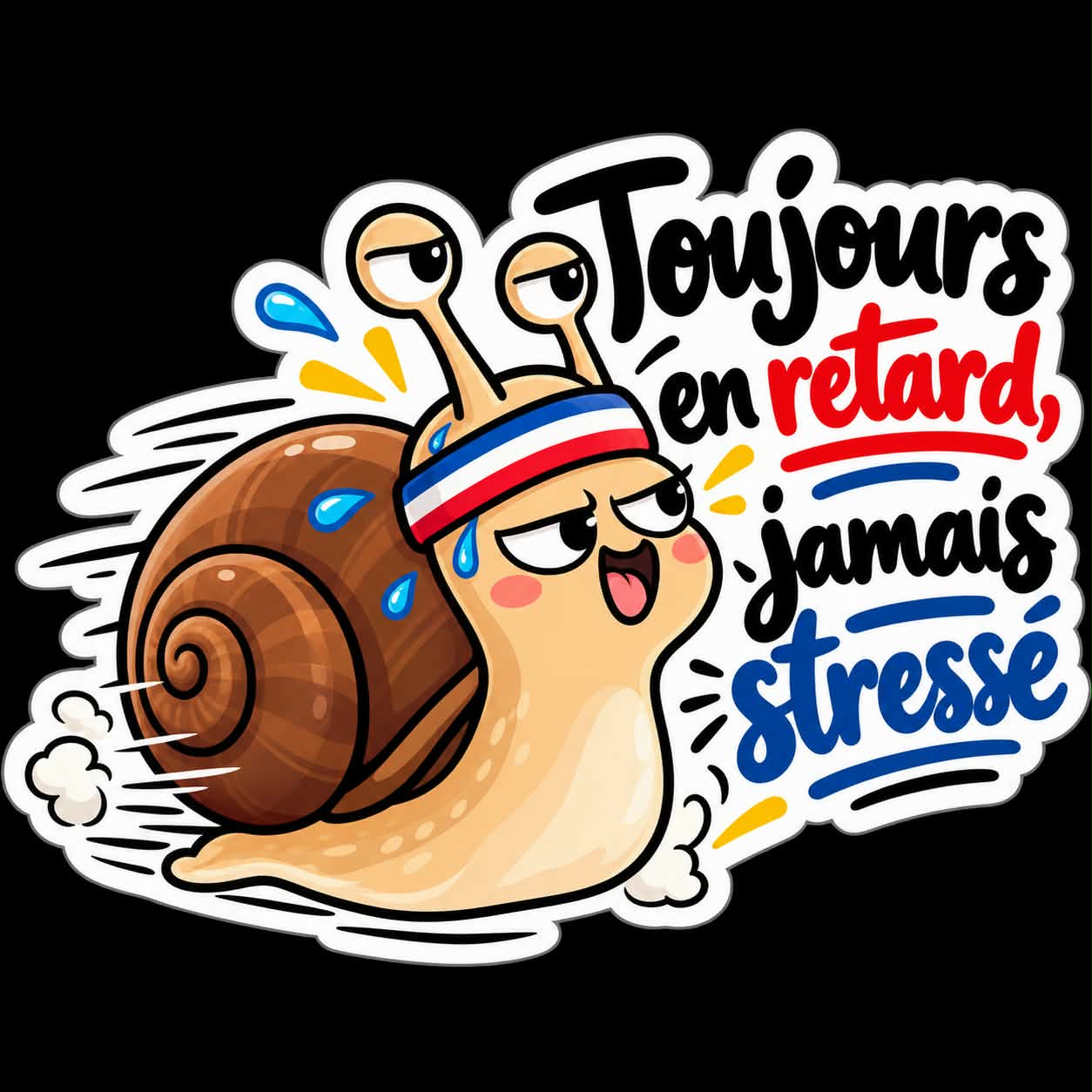 Produit personnalisé Sticker humoristique – Collection Française - Toujours en retard