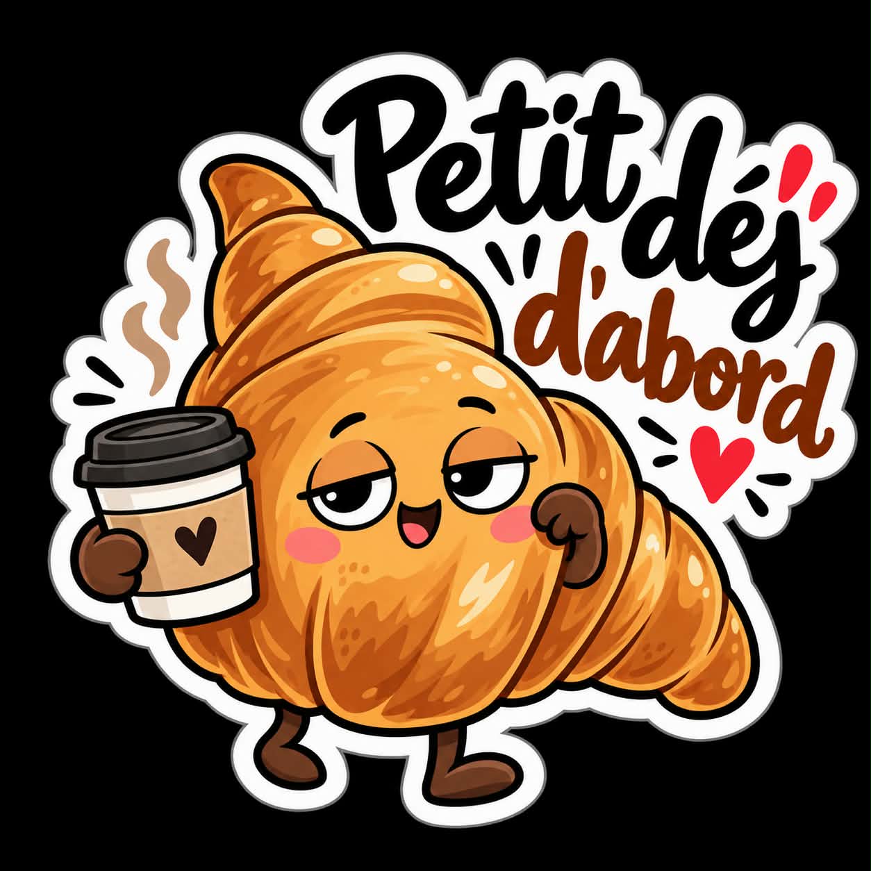 Produit personnalisé Sticker humoristique – Collection Française - Petit dej d'abord