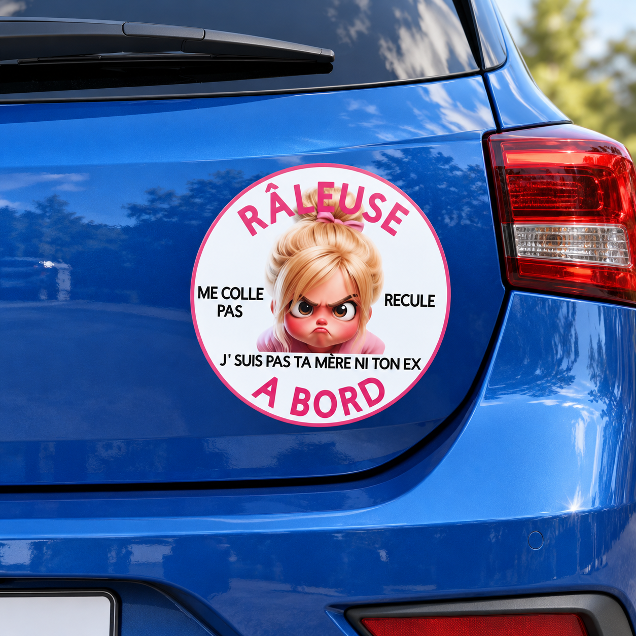 Produit personnalisé Sticker voiture « Râleuse à bord »