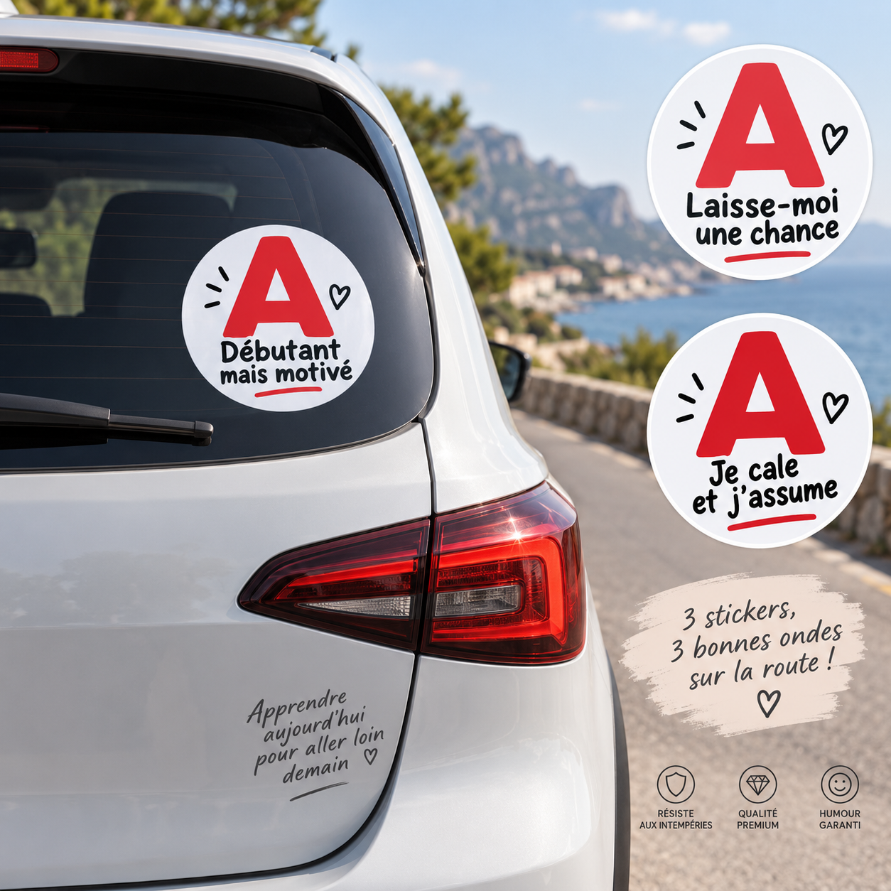 Produit personnalisé Sticker Jeune Conducteur A – Version Humoristique