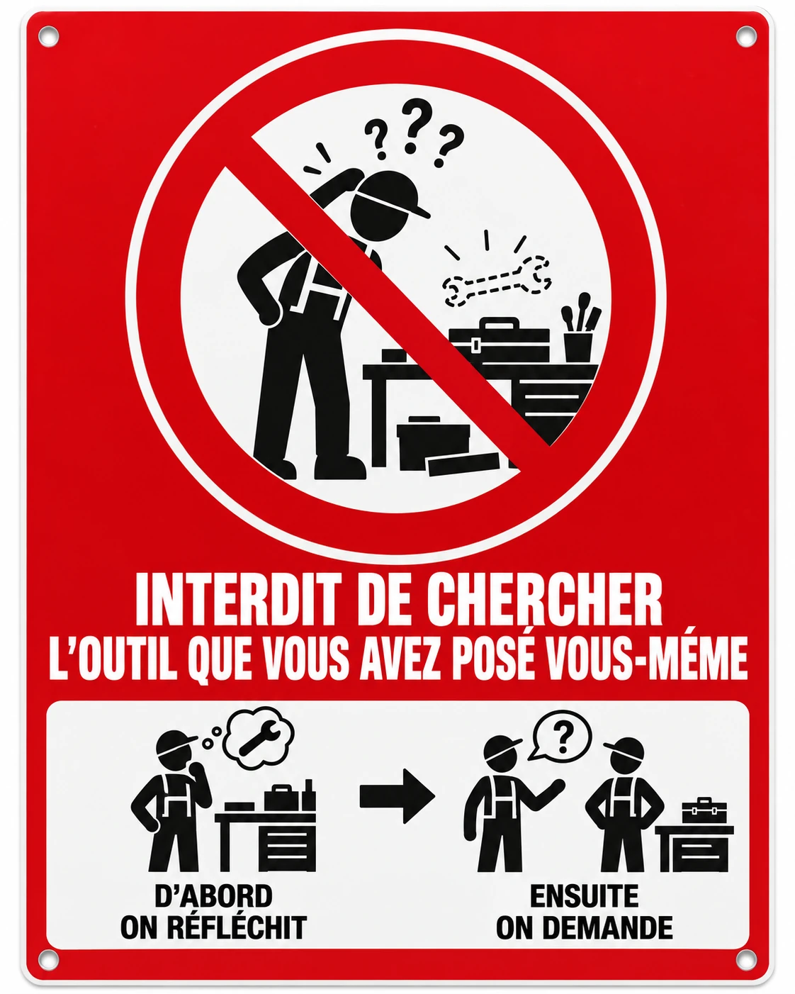Produit personnalisé Panneau humoristique – L’outil que vous avez posé