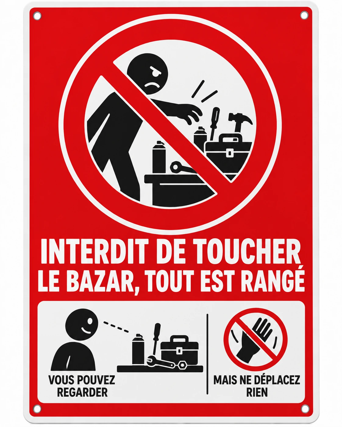 Produit personnalisé Panneau humoristique – Le bazar, tout est rangé