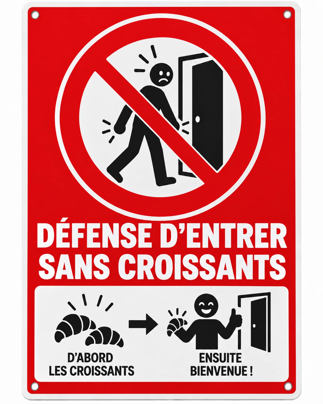Produit personnalisé Panneau humoristique – Défense d’entrer sans croissants
